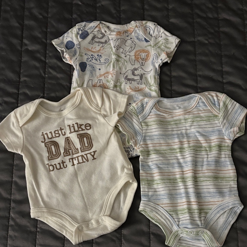 Baby Essentials Bodysuit Trio - Cream, White, Multicolor